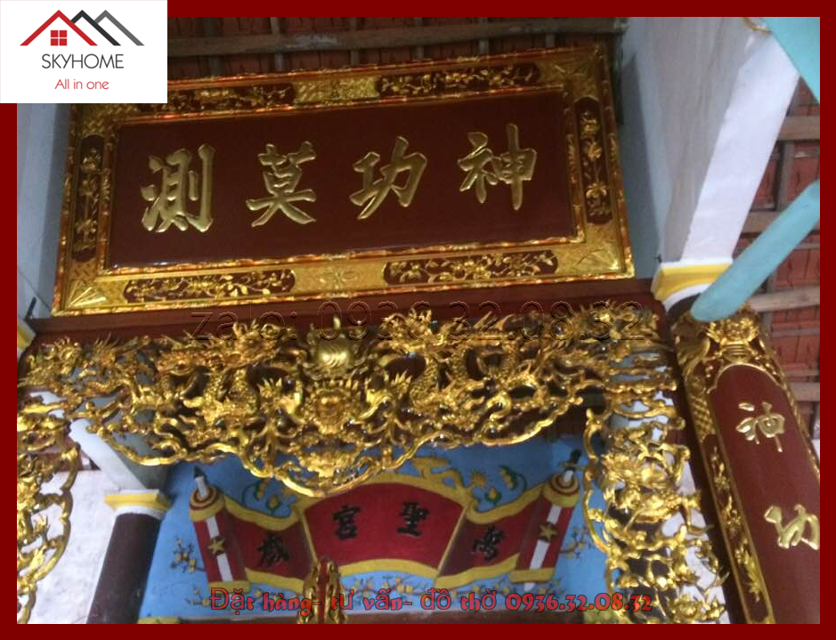 Hoành phi gỗ phòng thờ chữ Thần công mạc trắc